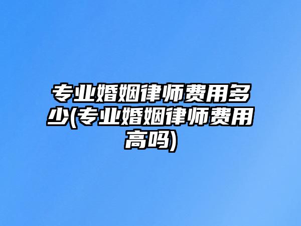 專業婚姻律師費用多少(專業婚姻律師費用高嗎)