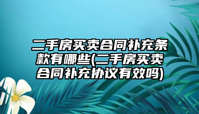 二手房買賣合同補充條款有哪些(二手房買賣合同補充協議有效嗎)