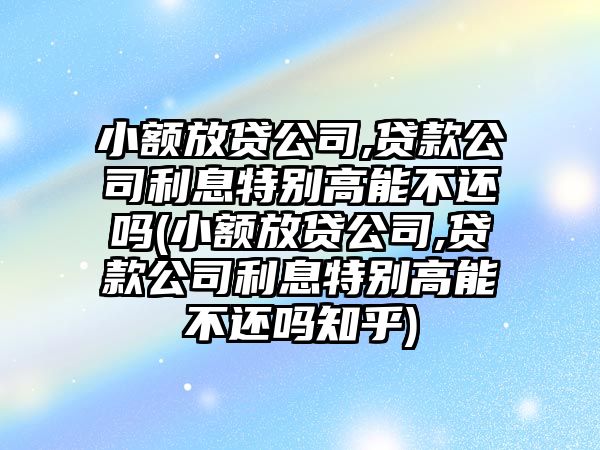 小額放貸公司,貸款公司利息特別高能不還嗎(小額放貸公司,貸款公司利息特別高能不還嗎知乎)