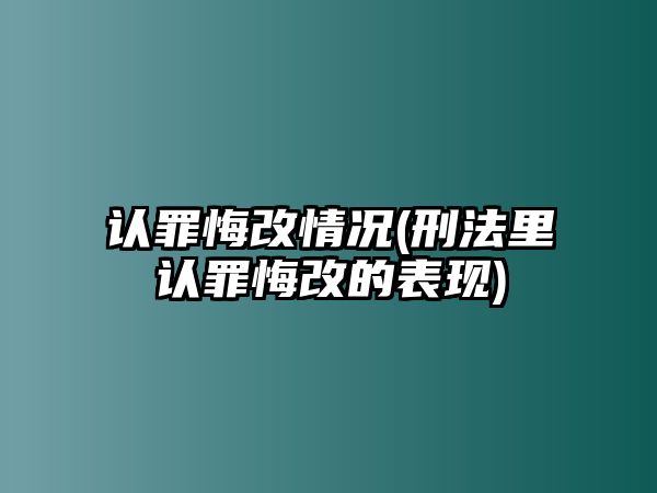 認罪悔改情況(刑法里認罪悔改的表現)