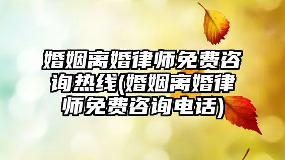 婚姻離婚律師免費咨詢熱線(婚姻離婚律師免費咨詢電話)