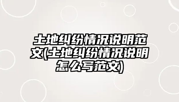 土地糾紛情況說(shuō)明范文(土地糾紛情況說(shuō)明怎么寫(xiě)范文)