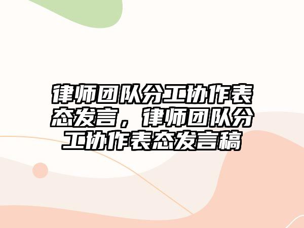 律師團隊分工協作表態發言，律師團隊分工協作表態發言稿