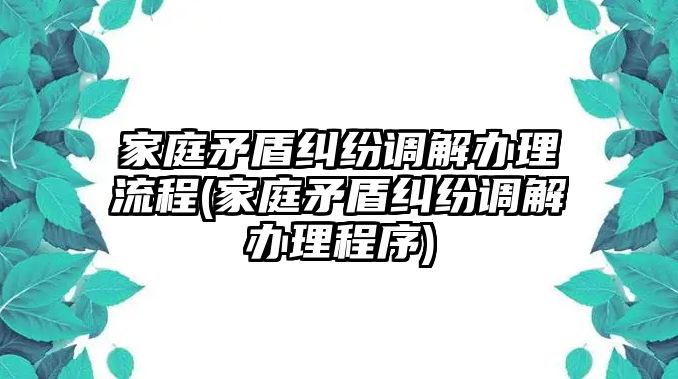 家庭矛盾糾紛調解辦理流程(家庭矛盾糾紛調解辦理程序)