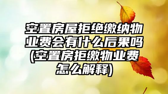 空置房屋拒絕繳納物業費會有什么后果嗎(空置房拒繳物業費怎么解釋)