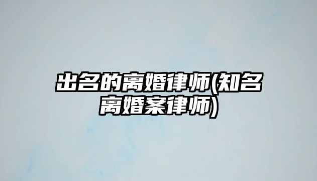 出名的離婚律師(知名離婚案律師)