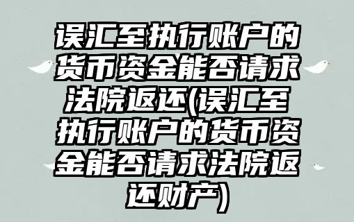 誤匯至執(zhí)行賬戶的貨幣資金能否請(qǐng)求法院返還(誤匯至執(zhí)行賬戶的貨幣資金能否請(qǐng)求法院返還財(cái)產(chǎn))