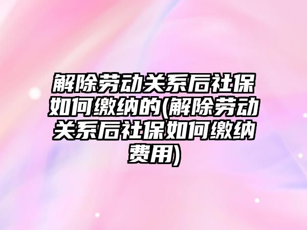 解除勞動關系后社保如何繳納的(解除勞動關系后社保如何繳納費用)