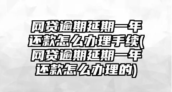 網貸逾期延期一年還款怎么辦理手續(網貸逾期延期一年還款怎么辦理的)