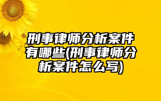 刑事律師分析案件有哪些(刑事律師分析案件怎么寫)