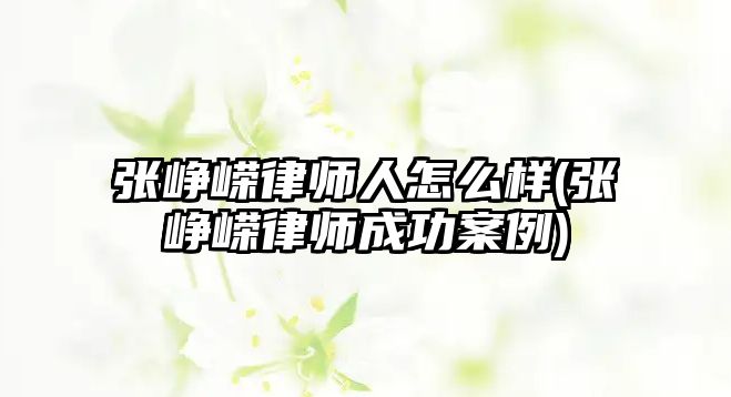 張崢嶸律師人怎么樣(張崢嶸律師成功案例)