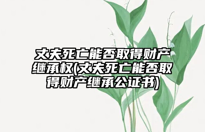 丈夫死亡能否取得財產繼承權(丈夫死亡能否取得財產繼承公證書)