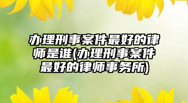 辦理刑事案件最好的律師是誰(辦理刑事案件最好的律師事務所)