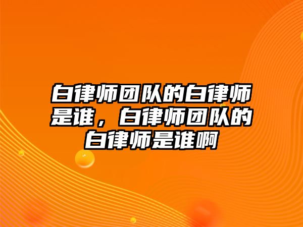 白律師團(tuán)隊(duì)的白律師是誰，白律師團(tuán)隊(duì)的白律師是誰啊