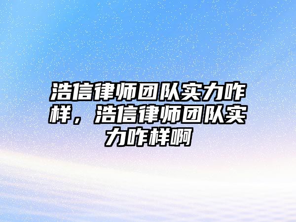 浩信律師團隊實力咋樣，浩信律師團隊實力咋樣啊