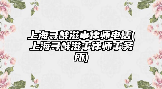 上海尋釁滋事律師電話(上海尋釁滋事律師事務(wù)所)