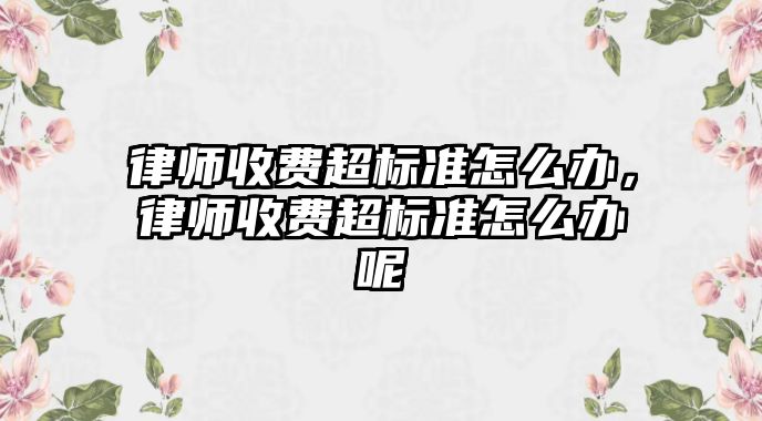 律師收費超標準怎么辦，律師收費超標準怎么辦呢