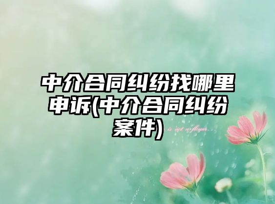 中介合同糾紛找哪里申訴(中介合同糾紛案件)