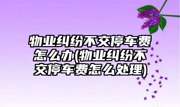 物業(yè)糾紛不交停車費(fèi)怎么辦(物業(yè)糾紛不交停車費(fèi)怎么處理)