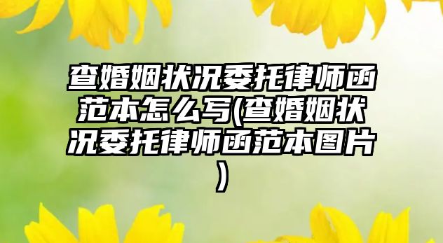 查婚姻狀況委托律師函范本怎么寫(查婚姻狀況委托律師函范本圖片)