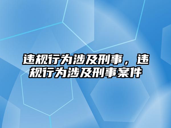 違規行為涉及刑事，違規行為涉及刑事案件