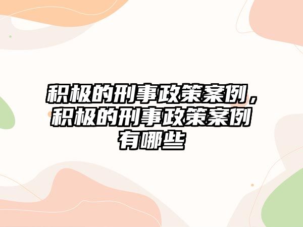 積極的刑事政策案例，積極的刑事政策案例有哪些