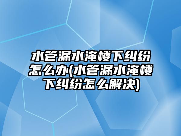 水管漏水淹樓下糾紛怎么辦(水管漏水淹樓下糾紛怎么解決)