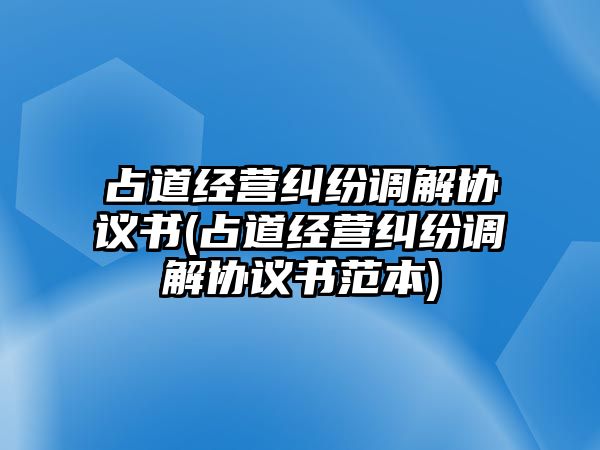 占道經營糾紛調解協議書(占道經營糾紛調解協議書范本)