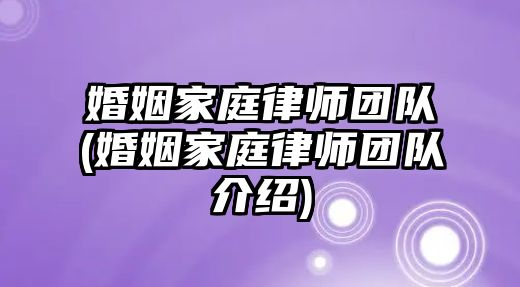 婚姻家庭律師團(tuán)隊(婚姻家庭律師團(tuán)隊介紹)