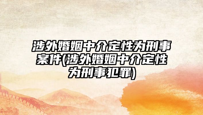 涉外婚姻中介定性為刑事案件(涉外婚姻中介定性為刑事犯罪)