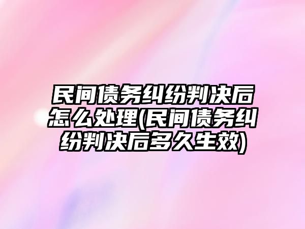 民間債務糾紛判決后怎么處理(民間債務糾紛判決后多久生效)