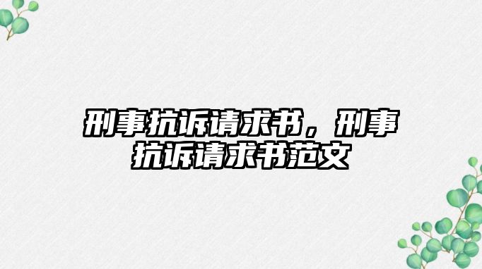 刑事抗訴請求書，刑事抗訴請求書范文