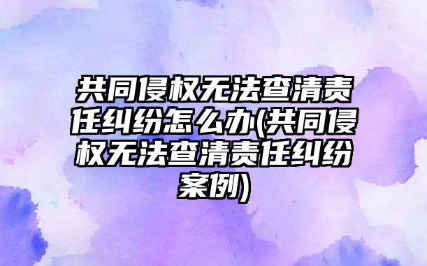 共同侵權無法查清責任糾紛怎么辦(共同侵權無法查清責任糾紛案例)