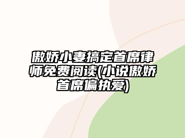 傲嬌小妻搞定首席律師免費(fèi)閱讀(小說傲嬌首席偏執(zhí)愛)