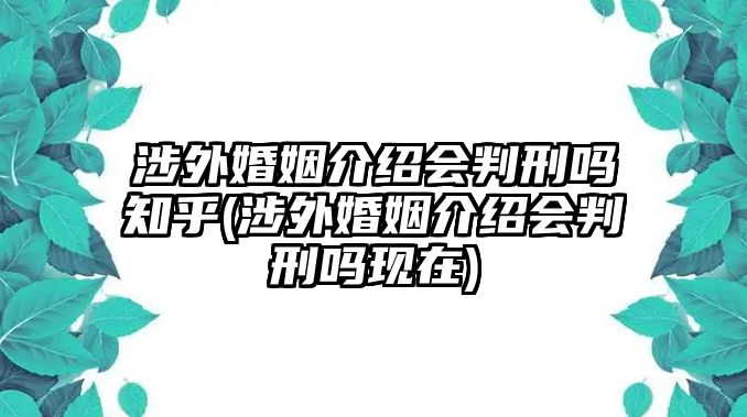 涉外婚姻介紹會(huì)判刑嗎知乎(涉外婚姻介紹會(huì)判刑嗎現(xiàn)在)