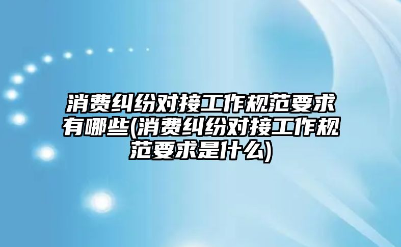 消費糾紛對接工作規范要求有哪些(消費糾紛對接工作規范要求是什么)