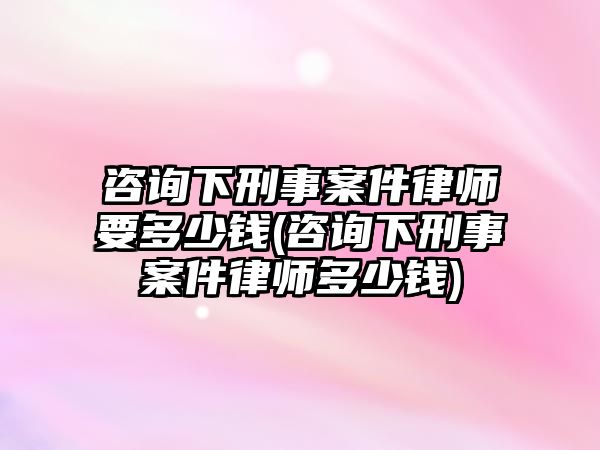 咨詢下刑事案件律師要多少錢(咨詢下刑事案件律師多少錢)