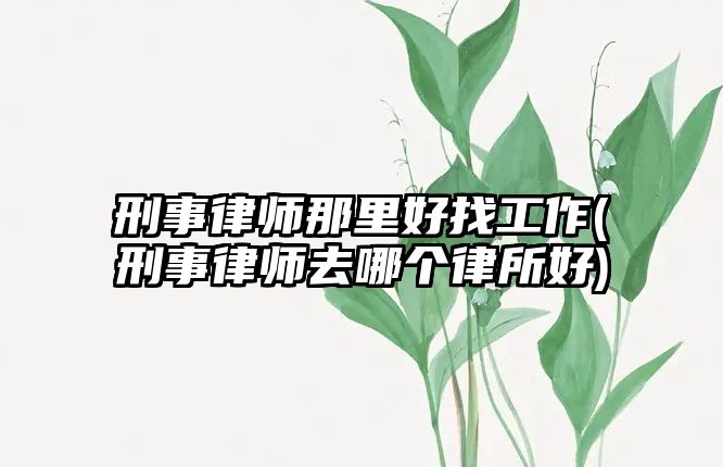 刑事律師那里好找工作(刑事律師去哪個(gè)律所好)