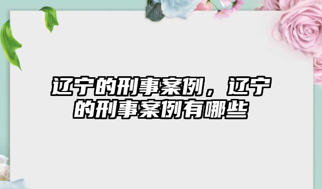 遼寧的刑事案例，遼寧的刑事案例有哪些