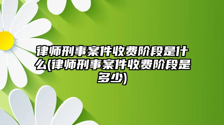 律師刑事案件收費階段是什么(律師刑事案件收費階段是多少)