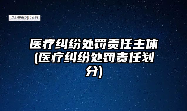 醫(yī)療糾紛處罰責任主體(醫(yī)療糾紛處罰責任劃分)