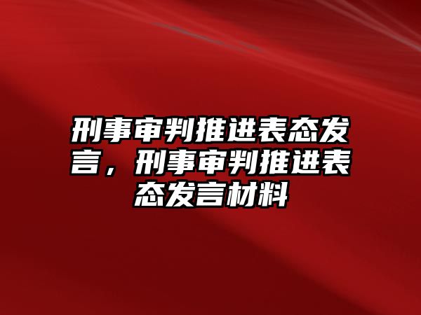 刑事審判推進表態發言，刑事審判推進表態發言材料