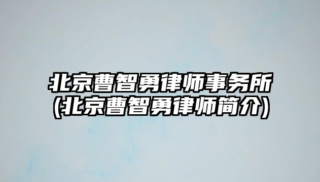 北京曹智勇律師事務所(北京曹智勇律師簡介)