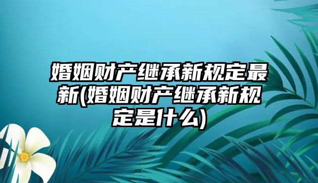 婚姻財產(chǎn)繼承新規(guī)定最新(婚姻財產(chǎn)繼承新規(guī)定是什么)