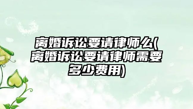 離婚訴訟要請律師么(離婚訴訟要請律師需要多少費用)