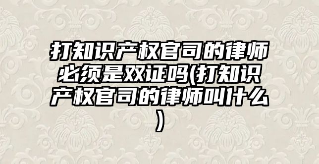 打知識產權官司的律師必須是雙證嗎(打知識產權官司的律師叫什么)