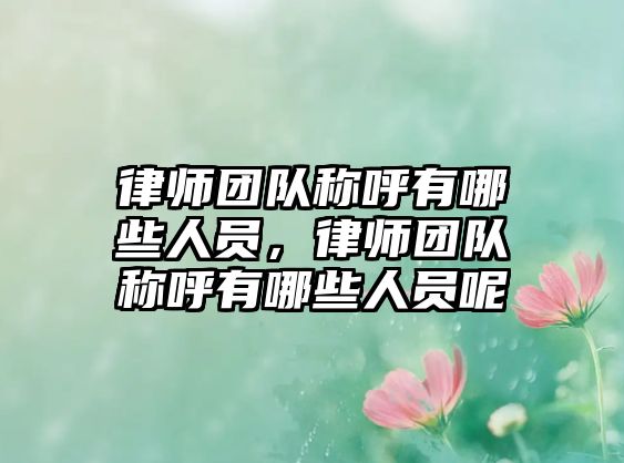 律師團(tuán)隊(duì)稱呼有哪些人員，律師團(tuán)隊(duì)稱呼有哪些人員呢