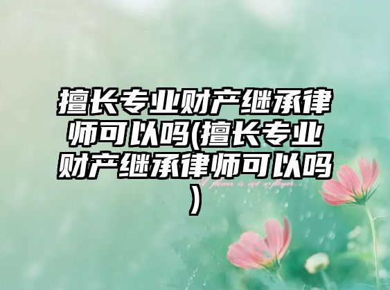 擅長(zhǎng)專(zhuān)業(yè)財(cái)產(chǎn)繼承律師可以嗎(擅長(zhǎng)專(zhuān)業(yè)財(cái)產(chǎn)繼承律師可以嗎)