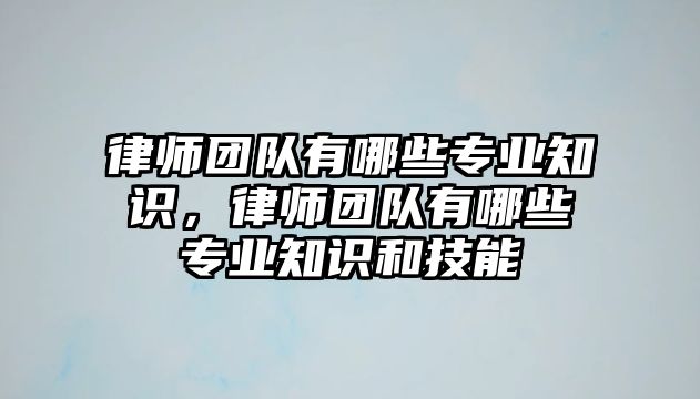 律師團(tuán)隊(duì)有哪些專業(yè)知識，律師團(tuán)隊(duì)有哪些專業(yè)知識和技能