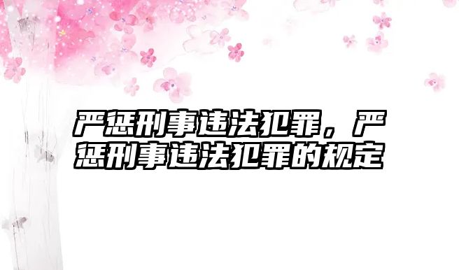 嚴(yán)懲刑事違法犯罪，嚴(yán)懲刑事違法犯罪的規(guī)定